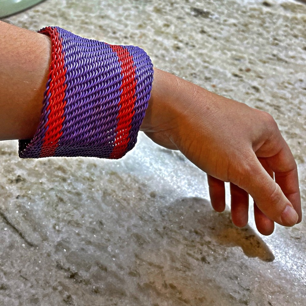 NYC Artisan Upcycled Paperclip Bracelet purple & red vintage circa 2005